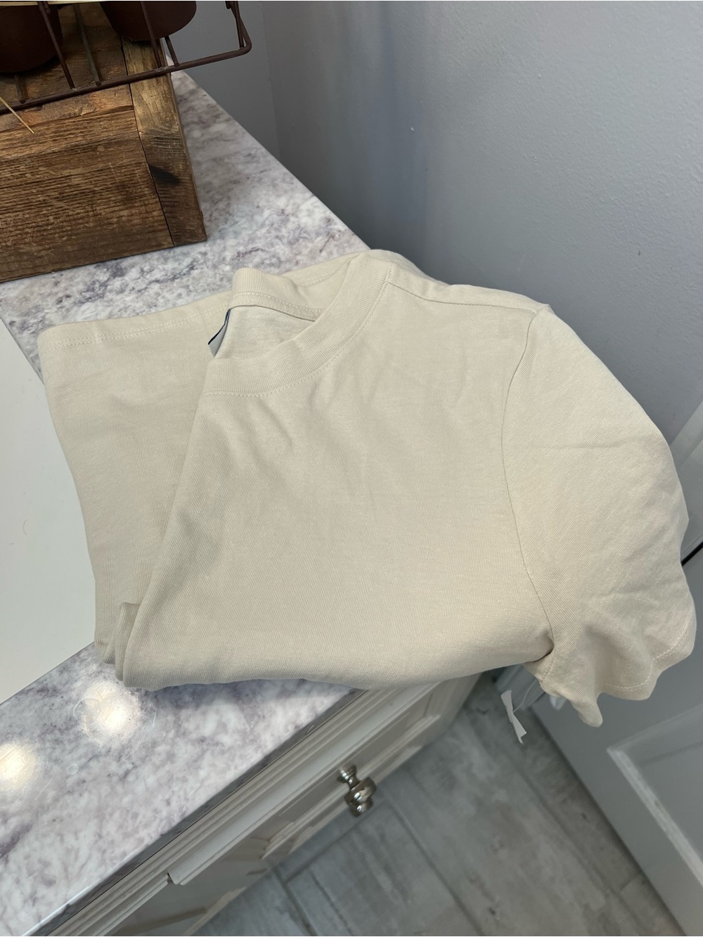 Old Navy Soft Crew Midi Dress in Cream